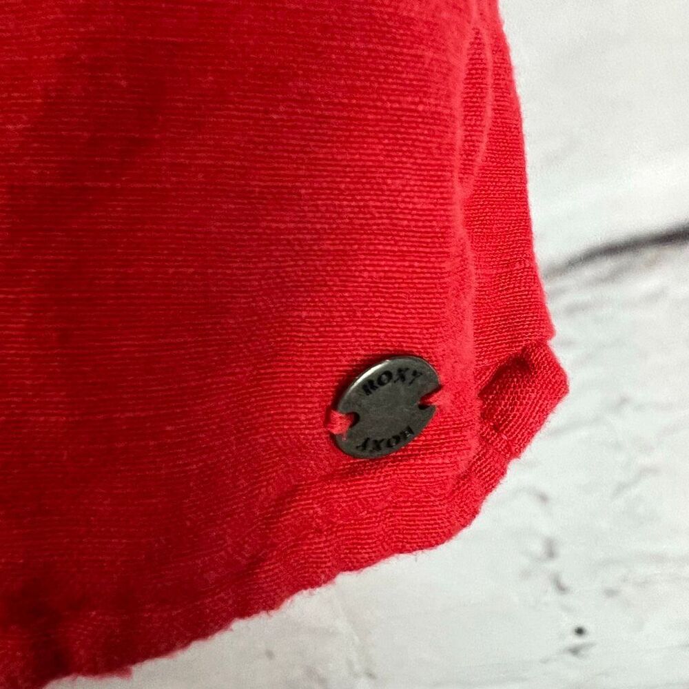 Roxy Women's Red V-Neck Button Down Flounce Sleev… - image 6